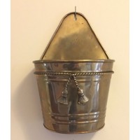 Vintage Brass Wall Mount Pocket Planter Pot Basket Rope & Tassel Home & Garden    123121006101